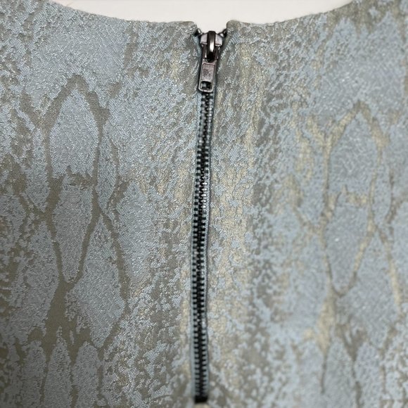 Topshop Light Blue & Mint Snake Print Zip Blouse - Picture 3 of 6